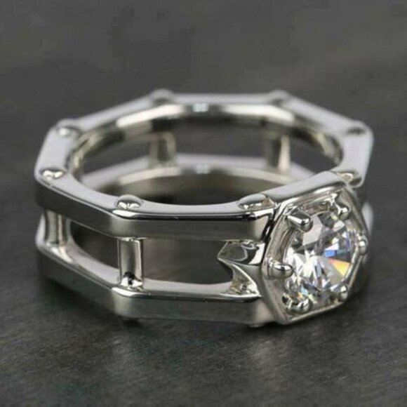 🔥Hollow Band Dainty Round Mujer Refine Fashion Rings for Women/Man,MARR9065 - Picture 5 of 8